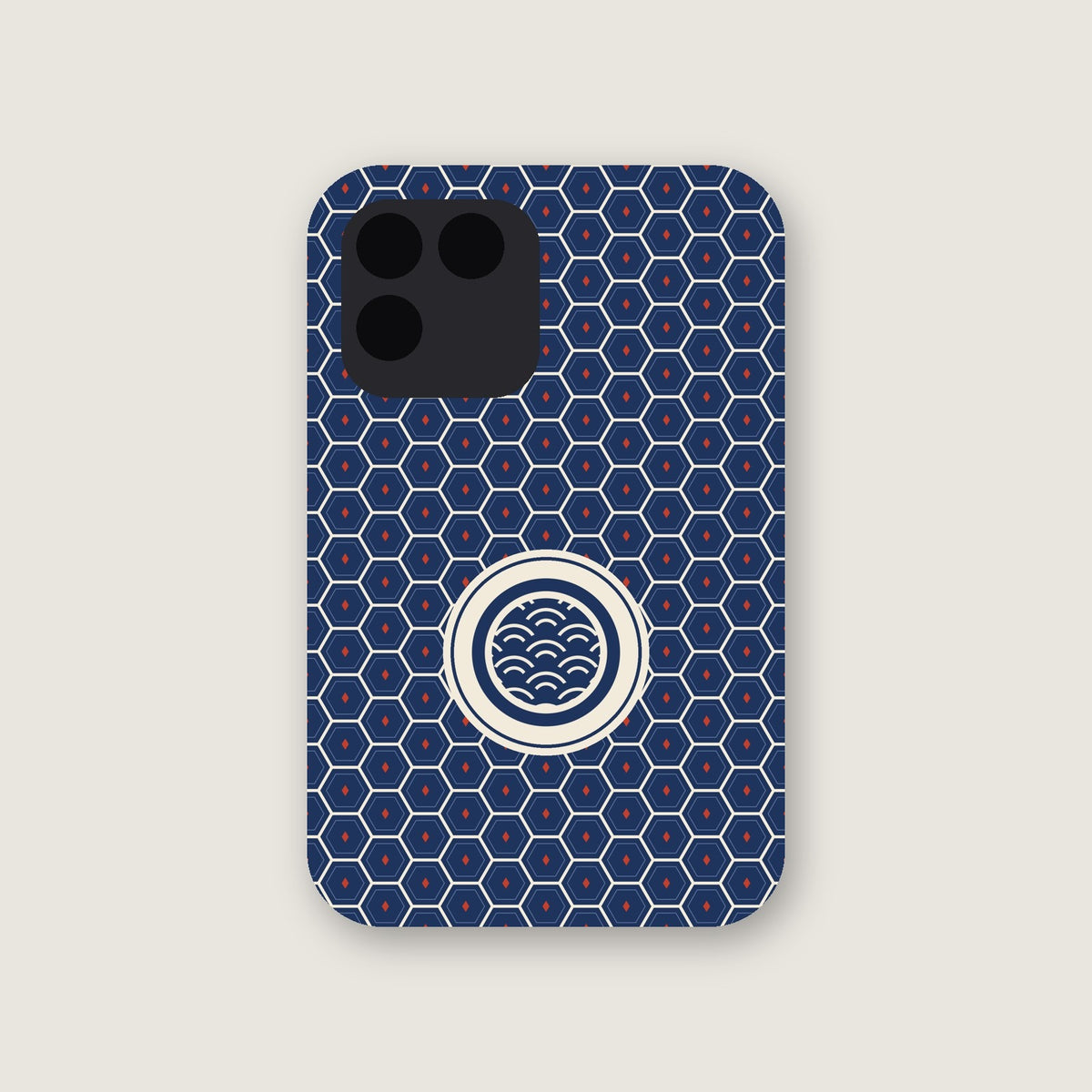 Kikko tortoise shell pattern iPhone case with seigaiha crest design by Mojinami